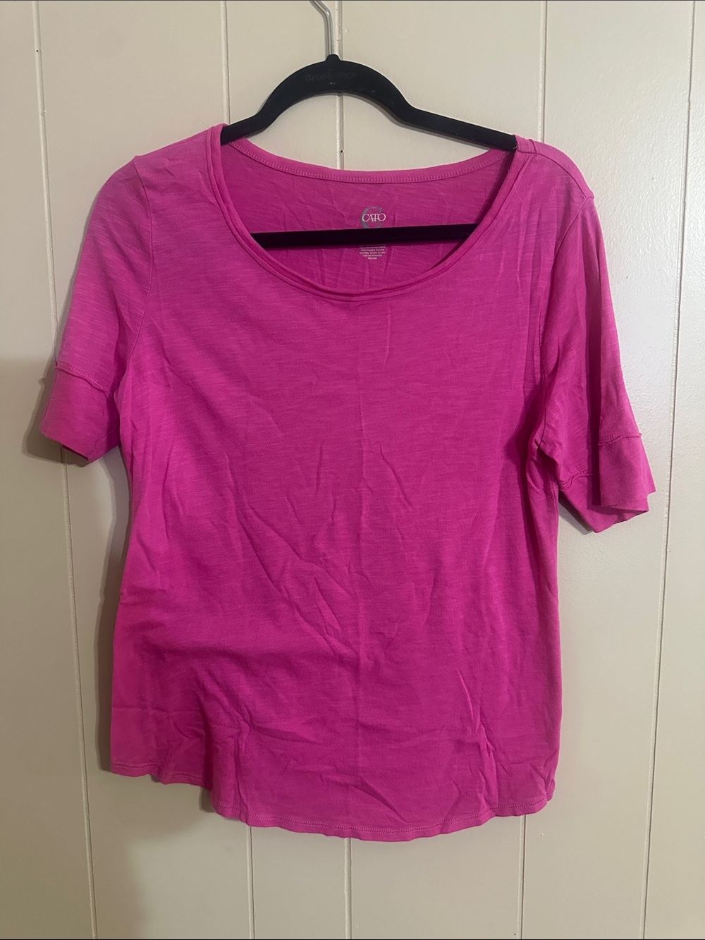 Cato Bright Fuchsia Short Sleeve Scoop Neck Tee